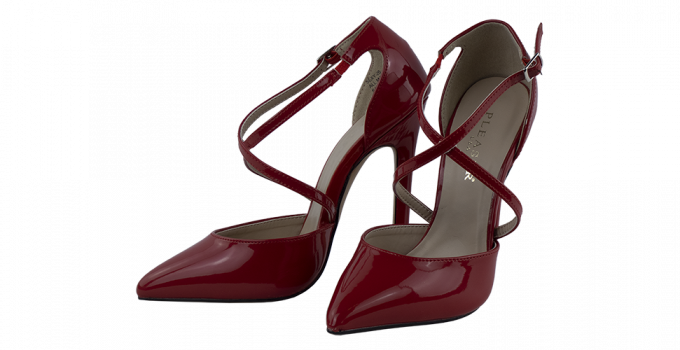 5.5″ heel Pleaser red cross laced high heels