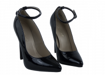 5 inch heel Pleaser black ankle strap pumps