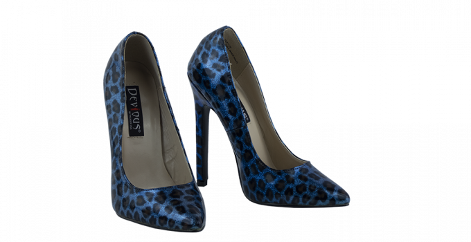 5 inch heels Devious Blue Cheetah Pumps