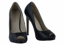5″ heel Pleaser Black Leather Peep Toe Pumps