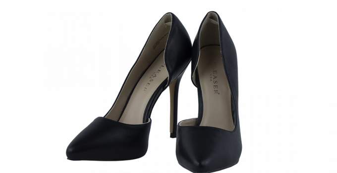 4.75 inch heels Pleaser d’Orsay pumps black leather