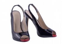 Black 5.5 inch heels no platform Sling Back Peep Toe
